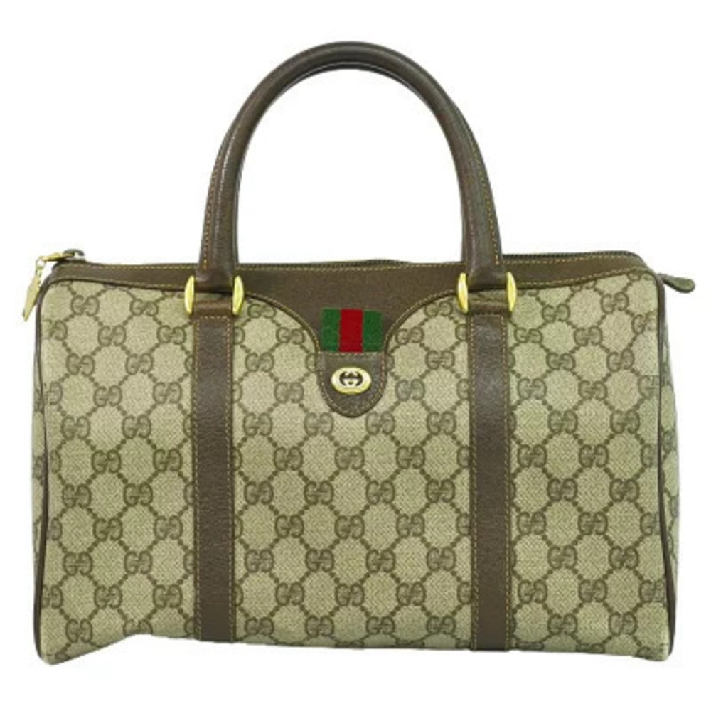 Gucci Sherry GG Supreme Boston Canvas Leather Beige Brown
